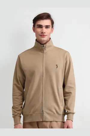 Ralph Lauren Men Solid Mock Collar Cotton Front-Open Sweatshirt