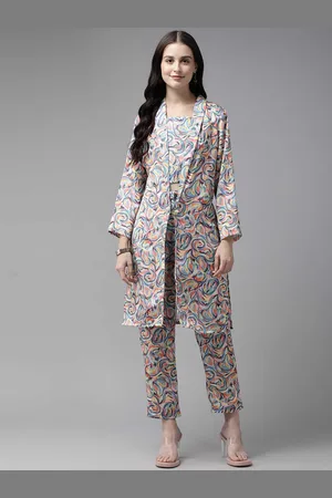 BAESD Women Printed Sleeveless Top With Trousers & Shrug Co-Ords Set