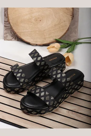 Anouk Women Printed Ethnic Wedge Sandals