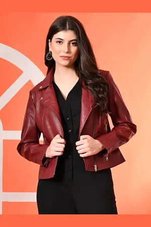 TBOJ Women Lapel Collar Anti Odour Leather Jacket