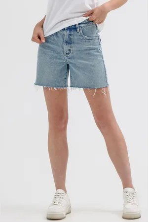 Wrangler Women High-Rise Relaxed Fit Embroidered Pocket Denim Shorts