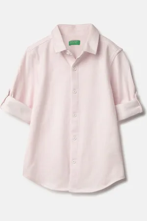 Benetton Boys Classic Spread Collar Solid Cotton Casual Shirt