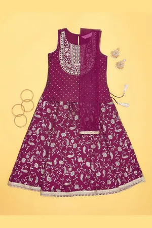 Pantaloons Girls Embroidered Sequinned Ready to Wear Lehenga & Blouse With Dupatta