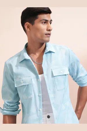 Highlander Men Popcorn Textured Printed Utility Pocket Casual Shirt