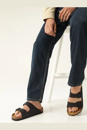 Birkenstock Arizona Black Regular Width Birko-Flor Two-Strap Sandals