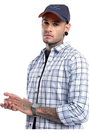 WROGN Men Spread Collar Checked Cotton Casual Shirt