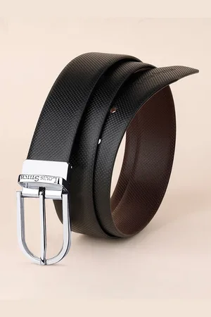 LOUIS STITCH Men Textured Leather Reversible Formal Belt