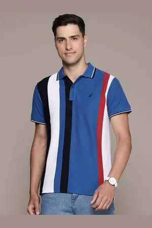 Nautica Men Striped Polo Collar Pure Cotton T-shirt