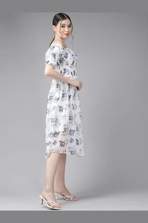 BAESD Floral Women Print A-Line Midi Dress