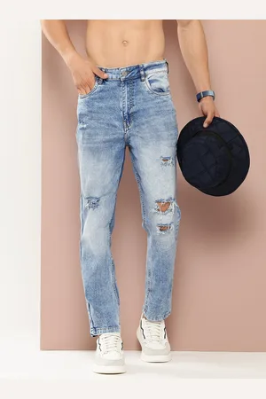 HARVARD Men Tapered Relaxed Fit Mildly Distressed Light Fade Stretchable Jeans