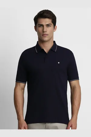 Louis Philippe Men Navy Blue Pure Cotton Solid Polo Collar T-shirt