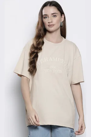 Boohoo Drop-Shoulder Sleeves Pure Cotton Embroidered Oversized T-shirt