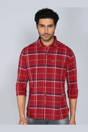 WROGN Men Spread Collar Windowpane Checked Cotton Casual Shirt