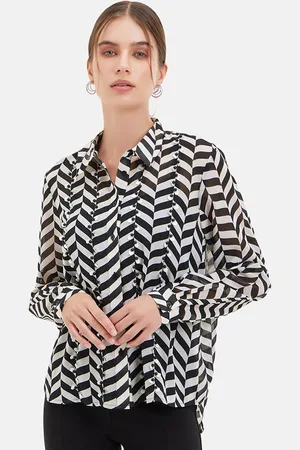Kazo Animal Printed Spread Collar Short Sleeves Shirt