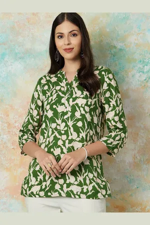 Lifestyle Women Floral Printed mandarin Collar Kurti