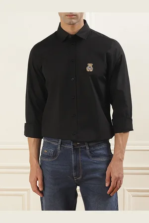 Moschino Men Slim Fit Spread Collar Pure Cotton Shirt