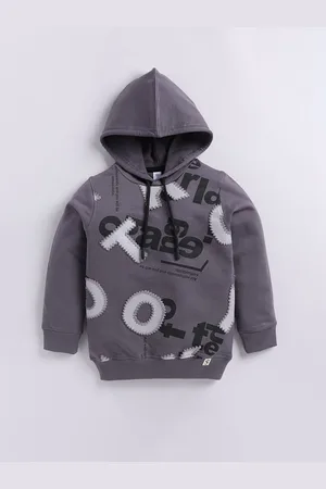 Ginie Boys Typography Printed Hooded Sweatshirt