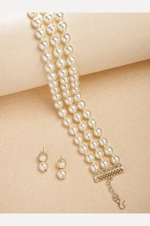 karatcart Gold-Plated Multilayer Pearl Choker jewellery Set