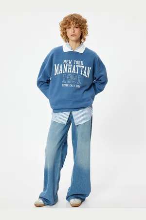 Koton Women Typography Printed Round Neck Pullover Sweatshirt