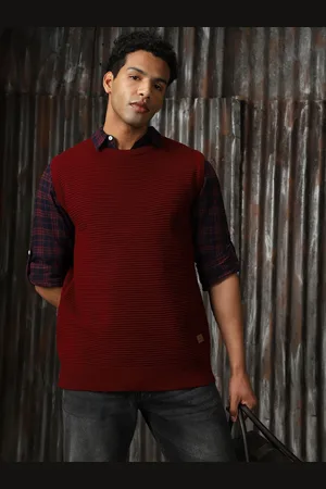High Star Men Sleeveless Round Neck Relaxed Fit Sweater Vest