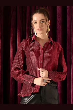 KASSUALLY Women Standard Spread Collar Solid Casual Shirt