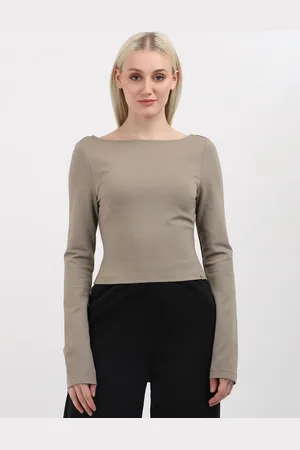 Calvin Klein Women Solid Boat Neck Slim Fit T-Shirt