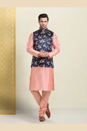 Kraft Men Regular Kurta & Churidar With Nehru Jacket Set
