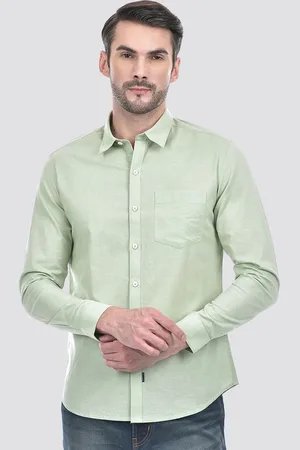 NUMERO UNO Men Spread Collar Solid Cotton Slim Fit Casual Shirt