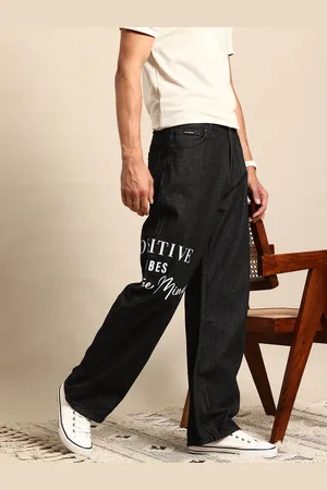 Mast & Harbour Men Pure Cotton Wide Leg Printed Jeans
