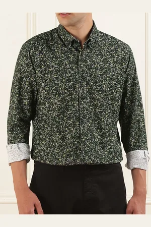Karl Lagerfeld Men Spread Collar Abstract Printed Cotton Slim Fit Formal Shirt