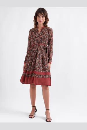 Elle Floral Printed Fit & Flare Long Sleeves Dress