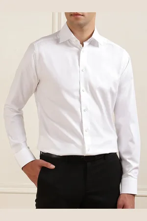 Eton Men Spread Collar Solid Cotton Slim Fit Formal Shirt