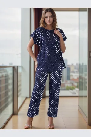 BAESD Women Printed Round Neck Top & Trousers Co-Ords
