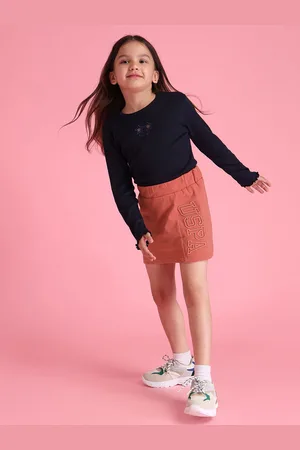Ralph Lauren Girls Self Design Cotton Straight Mini Skirt