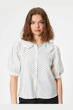 Koton Women Mandarin Collar Polka Dots Printed Geometric Print Slim Fit Casual Shirt