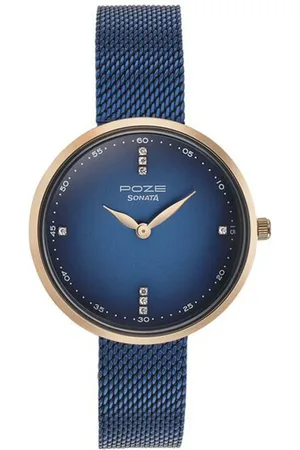 Sonata Women Embellished Dial & Leather Bracelet Style Straps Analogue Watch SP80012KM01