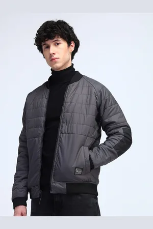 Flying Machine Men Stand Collar Solid Casual Bomber Jacket