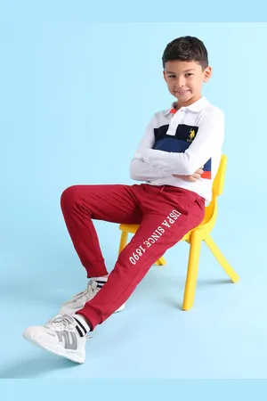 Ralph Lauren Boys Printed Mid-Rise Regular Fit Cotton Joggers Trousers