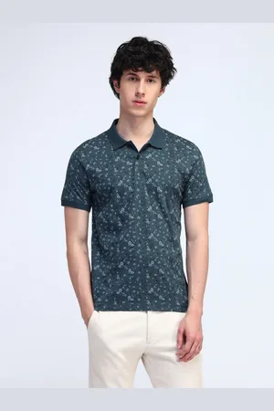 Flying Machine Men Floral Printed Polo Collar Cotton T-shirt