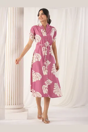 JISORA Women Abstract Printed A-Line Knee Length Dress