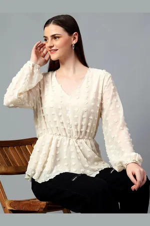 KOTTY Women Solid V-Neck Top