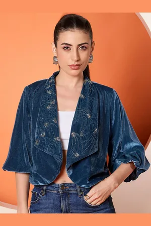 Antheaa Women Embellished Floral Crop Tailored Jacket