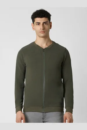 V Dot Men Solid Mock Collar Sweatshirt