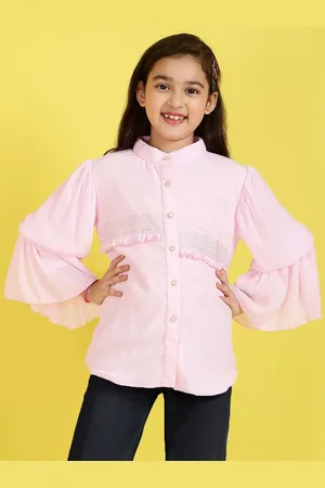 BAESD Girls Self Design Mandarin Collar Top