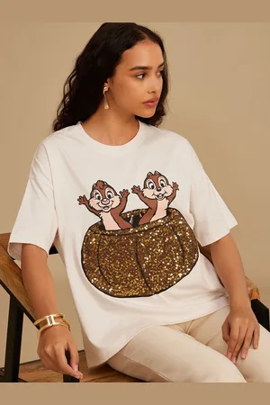Kazo Women Graphic Printed Round Neck Cotton Boxy T-shirt