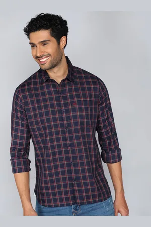 WROGN Men Spread Collar Gingham Checked Cotton Casual Shirt