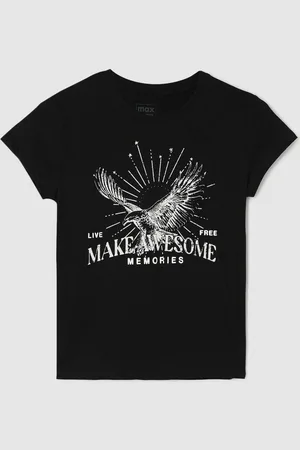 Max Collection Girls Graphic Printed Round Neck Cotton T-shirt