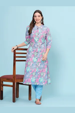 heartLoom Printed Pure Cotton A-Line Kurta