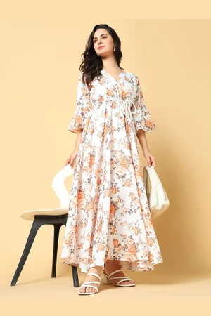 SHOWOFF Women Floral Print Bell Sleeve Fit & Flare Maxi Dress