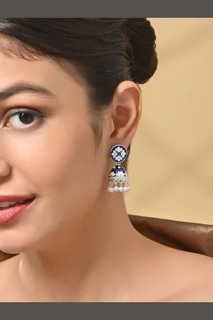 Fida Silver-Plated Pearls Beaded Dome Shaped Jhumkas